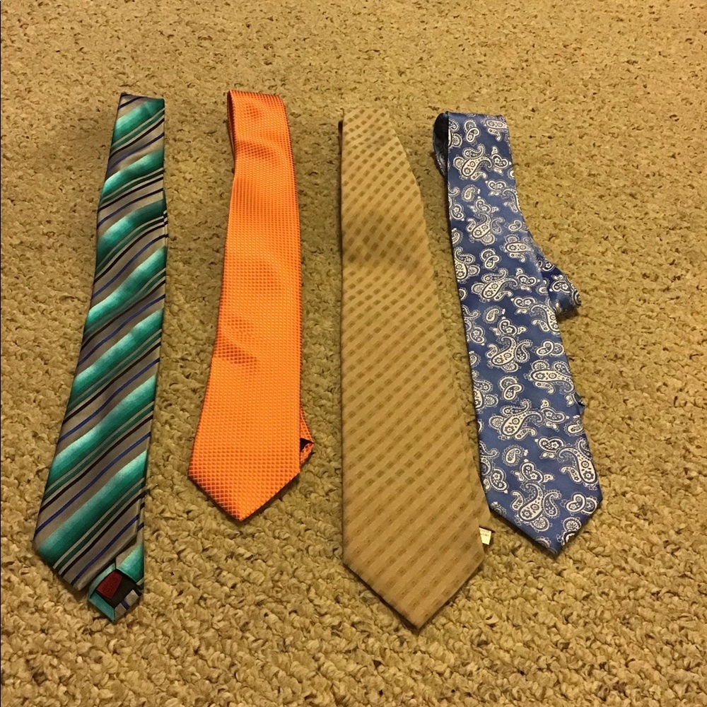 MENS LOT OF 4 TIES JONES NY ALFANI KISSTIES DAVVERO BENINO ALL GUC
